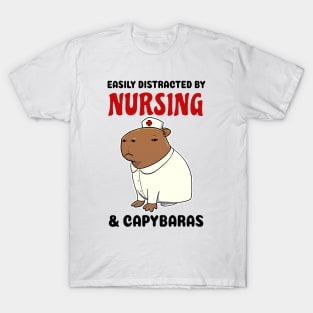 Easily Distracted by Nursing and Capybaras T-Shirt